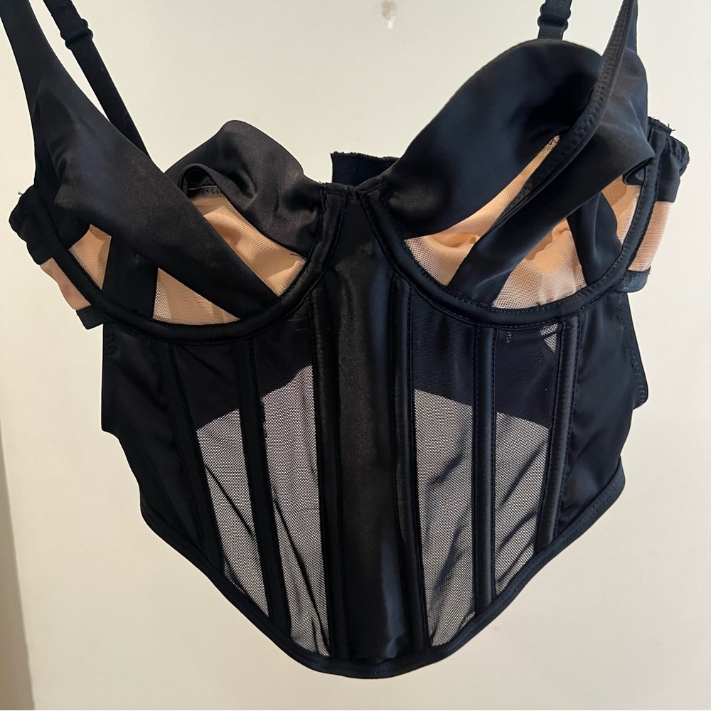I AM GIA corsett top black and nude mesh size xxs